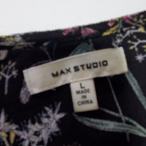 Max Studio floral ruffle midi dress L black - Picture 8 of 10